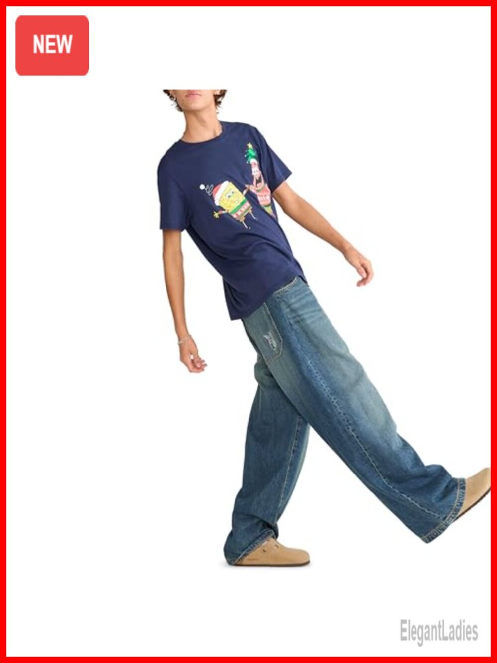 SpongeBob Patrick Christmas Graphic Tee Short Sleeve Relaxed Fit